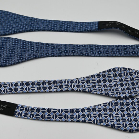 Lot of TWO Brooks Brothers Silk Bow Ties in Blues Made in USA - Picture 1 of 4